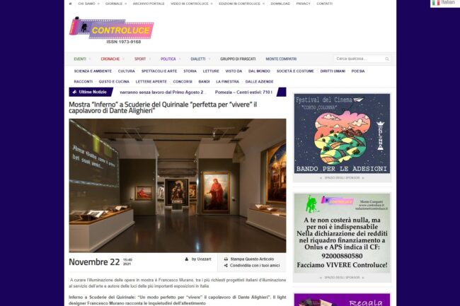 CONTROLUCE – Mostra “Inferno” a Scuderie del Quirinale “perfetta per “vivere” il capolavoro di Dante Alighieri”