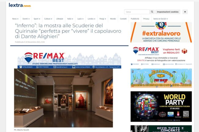 LEXTRA NEWS – “Inferno”:  la mostra alle Scuderie del Quirinale perfetta per “vivere” il capolavoro di Dante Alighieri