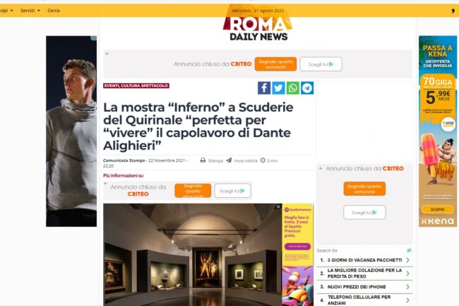 ROMA DAILY NEWS – La mostra “Inferno” a Scuderie del Quirinale “perfetta per “vivere” il capolavoro di Dante Alighieri”