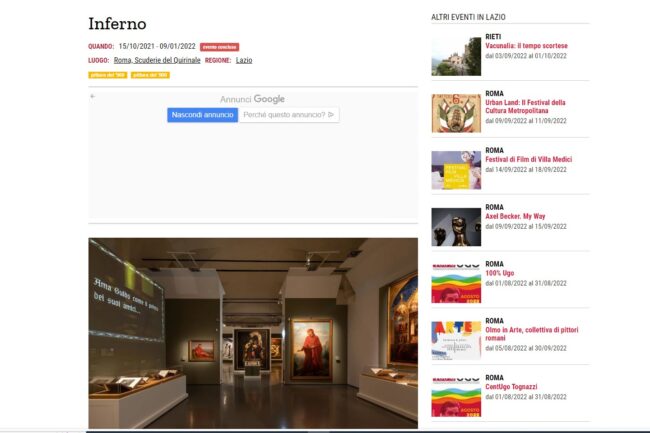ITINERARI NELL’ARTE – Inferno