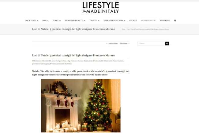 LIFESTYLE – Luci di Natale: 5 preziosi consigli del light designer Francesco Murano