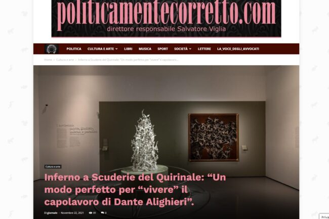POLITICAMENTE CORRETTO – Inferno a Scuderie del Quirinale: “Un modo perfetto per “vivere” il capolavoro di Dante Alighieri”.
