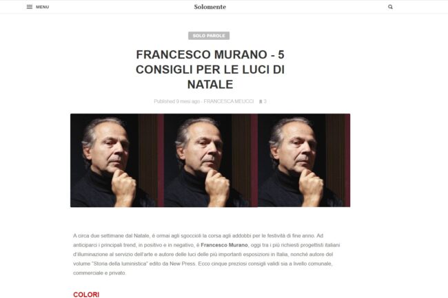 SOLOMENTE – Francesco Murano: 5 consigli per le luci di Natale