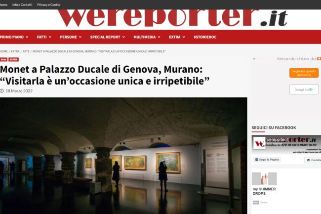 WEREPORTER – Monet a Palazzo Ducale di Genova, Murano: “Visitarla è un’occasione unica e irripetibile”