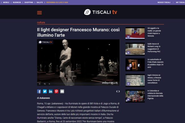 TISCALI – Il light designer Francesco Murano: così illumino l’arte